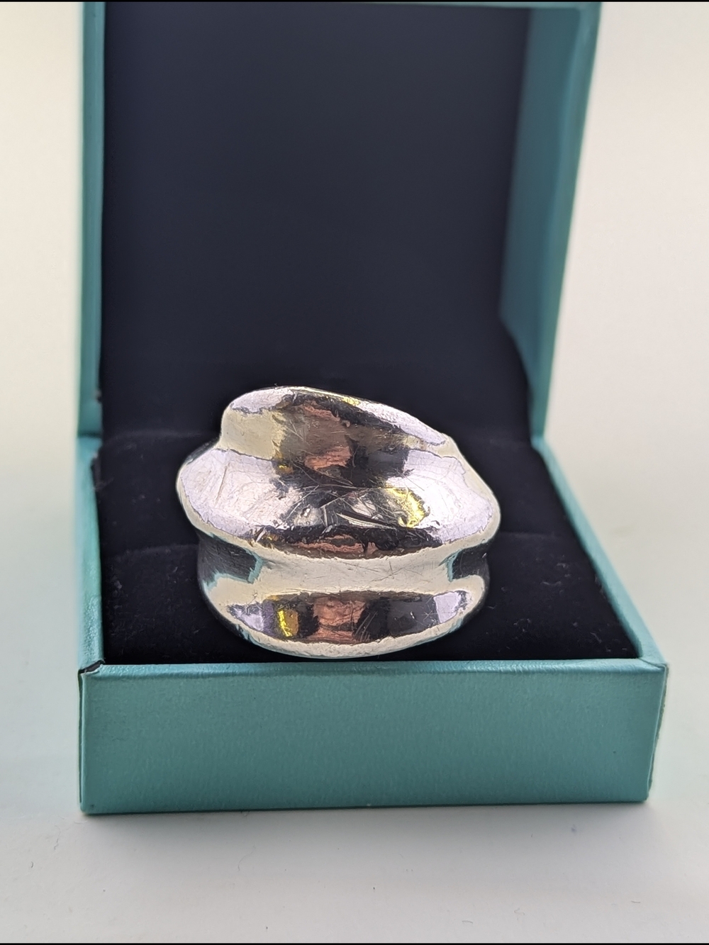 ✨ Vintage Modernist Sterling Silver Statement Ring Bold Sculptural Wave ✨